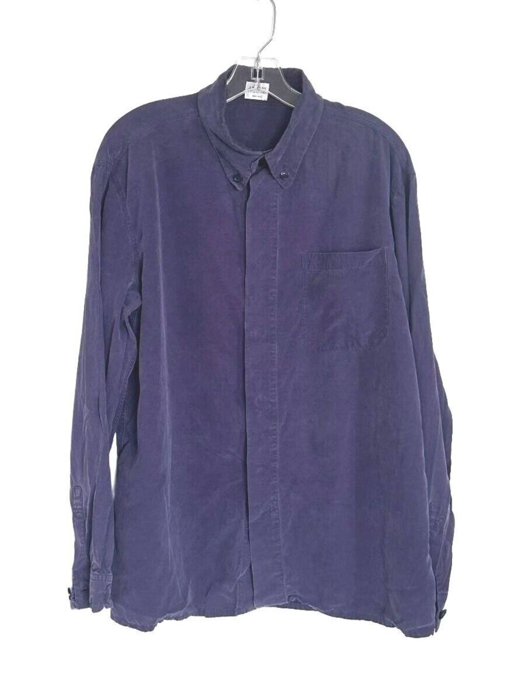 Armani Collezioni Men Blue Long Sleeve Hidden Button Shirt Made in Italy XL VTG